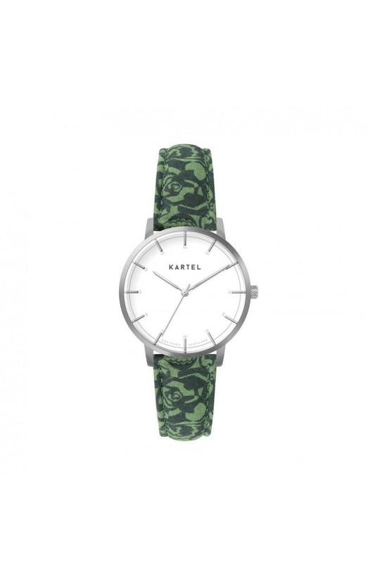 ISLA 34MM GREEN FABRIC STRAP WATCH