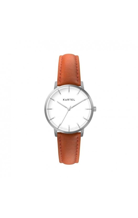 ISLA 34MM ORANGE LEATHER STRAP WATCH