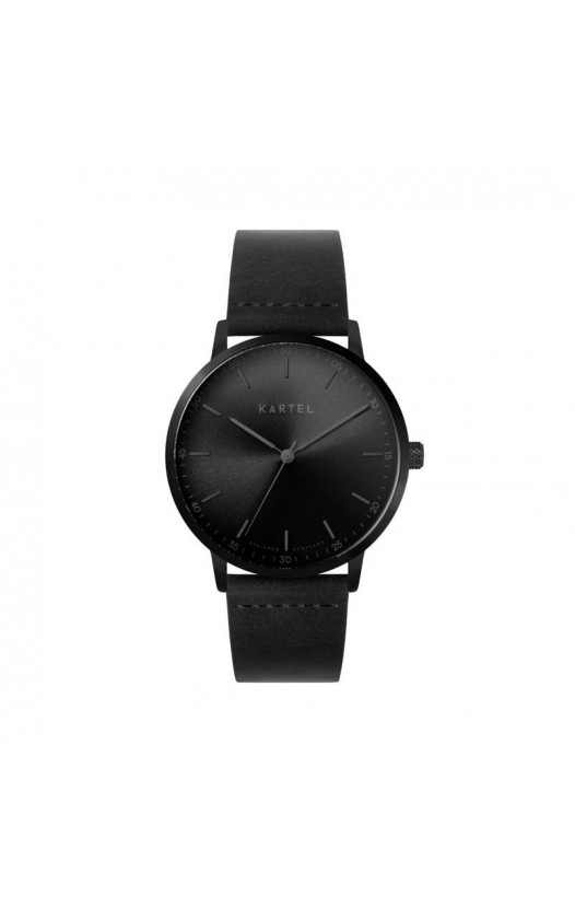 HUME 40MM BLACK LEATHER STRAP WATCH