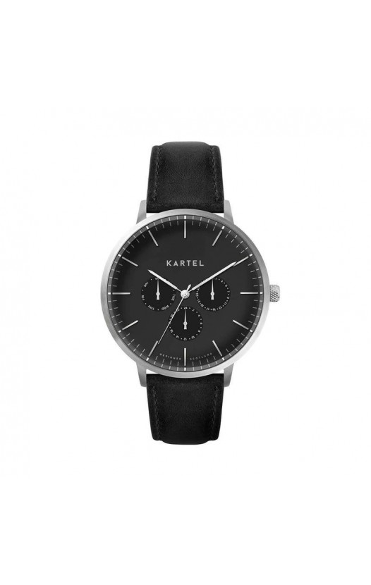 CUILLIN 43MM BLACK LEATHER STRAP WATCH