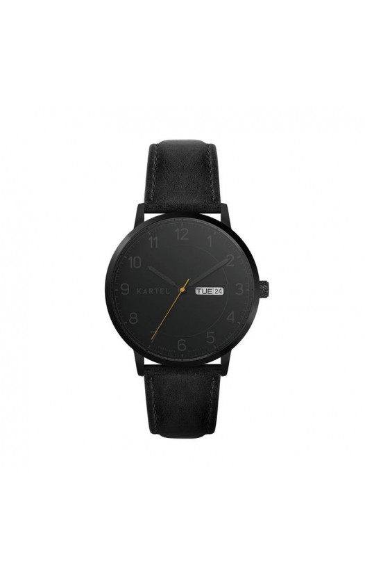 MORRIS 40MM BLACK LEATHER STRAP WATCH