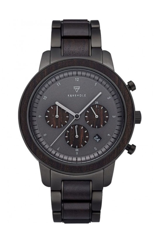 Men's Wood Watch Chronograph Maximilian Sandalwood/Black