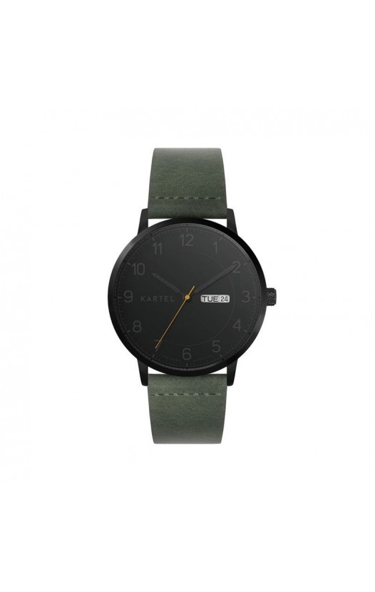 MORRIS 40MM GREEN LEATHER STRAP WATCH