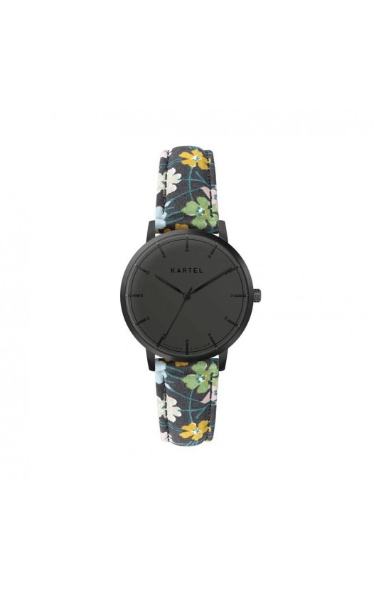 ISLA 34MM FLORAL FABRIC STRAP WATCH
