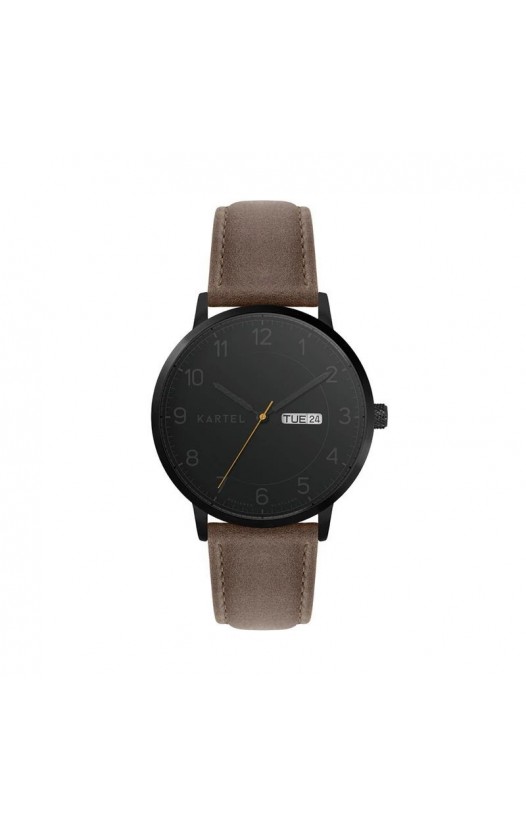 MORRIS 40MM BROWN LEATHER STRAP WATCH