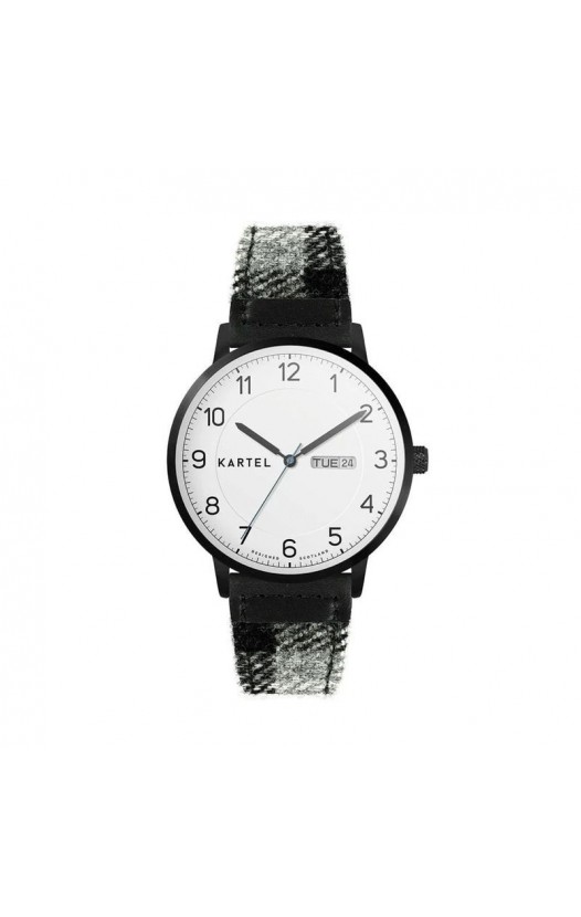 MORRIS 40MM GREY TARTAN STRAP WATCH