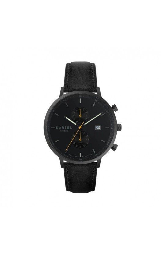 KNOYDART 43MM BLACK LEATHER STRAP WATCH