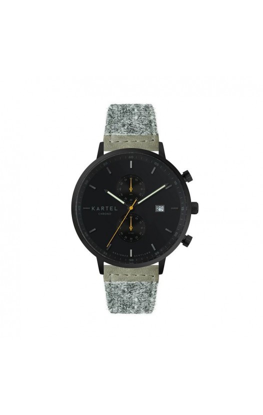 KNOYDART 43MM GREY HARRIS TWEED STRAP WATCH