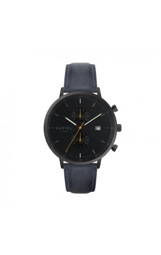 KNOYDART 43MM BLUE LEATHER STRAP WATCH