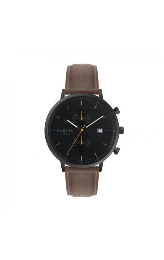 KNOYDART 43MM BROWN LEATHER STRAP WATCH