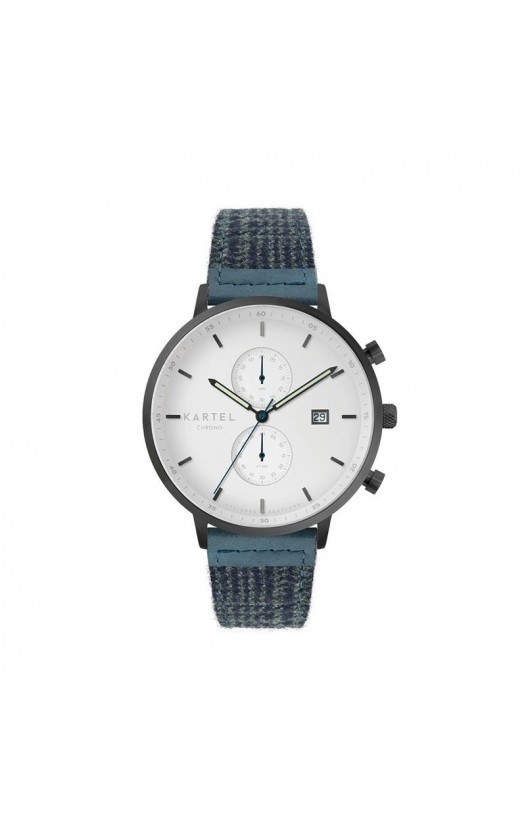 KNOYDART 43MM BLUE FABRIC STRAP WATCH