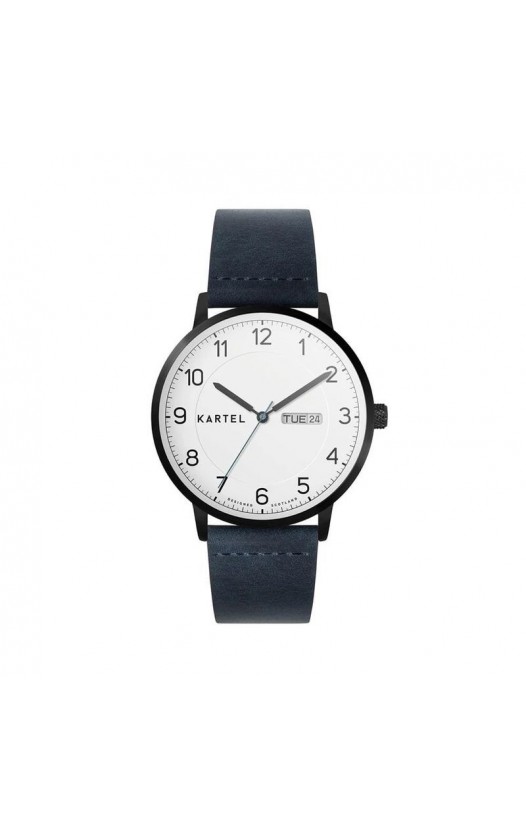 MORRIS 40MM BLUE LEATHER STRAP WATCH