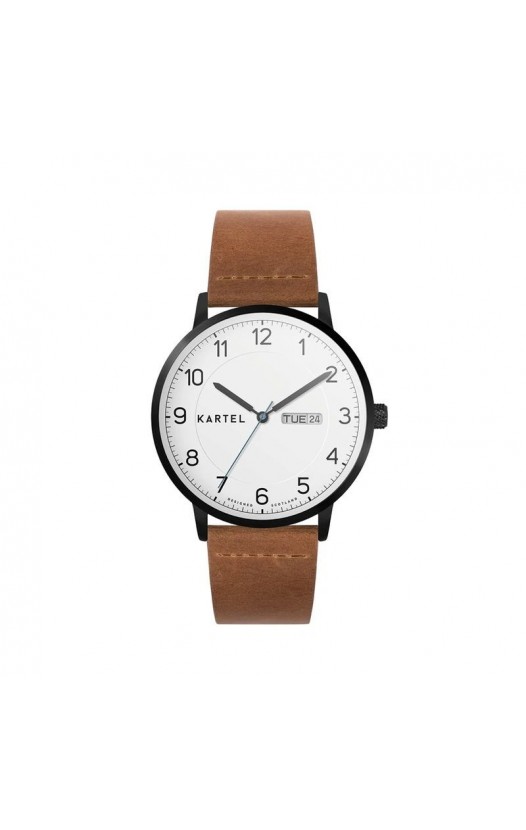 MORRIS 40MM TAN LEATHER STRAP WATCH