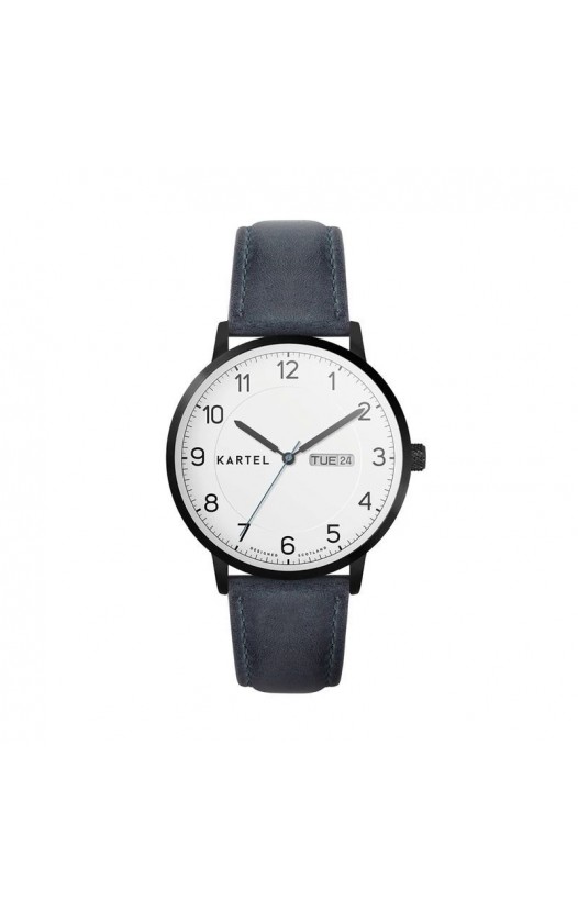 MORRIS 40MM BLUE LEATHER STRAP WATCH