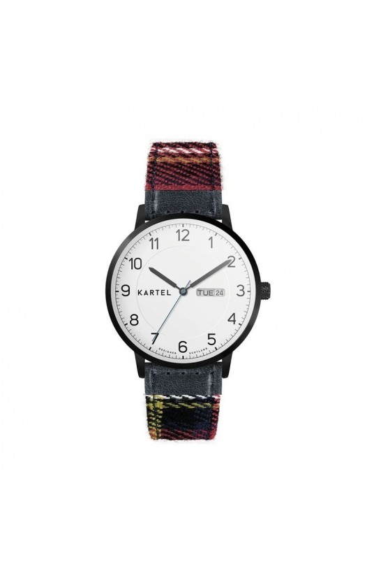 MORRIS 40MM RED TARTAN STRAP WATCH