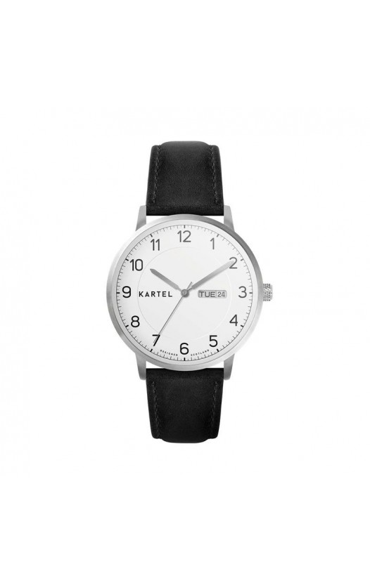 MORRIS 40MM BLACK LEATHER STRAP WATCH