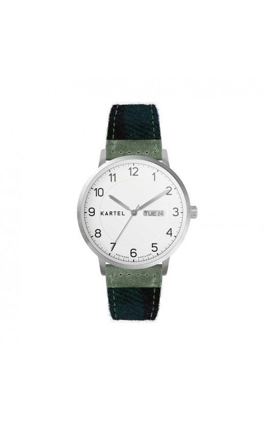 MORRIS 40MM BLUE TARTAN STRAP WATCH