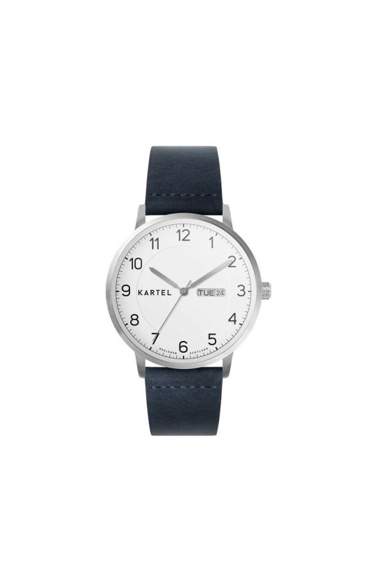 MORRIS 40MM BLUE LEATHER STRAP WATCH
