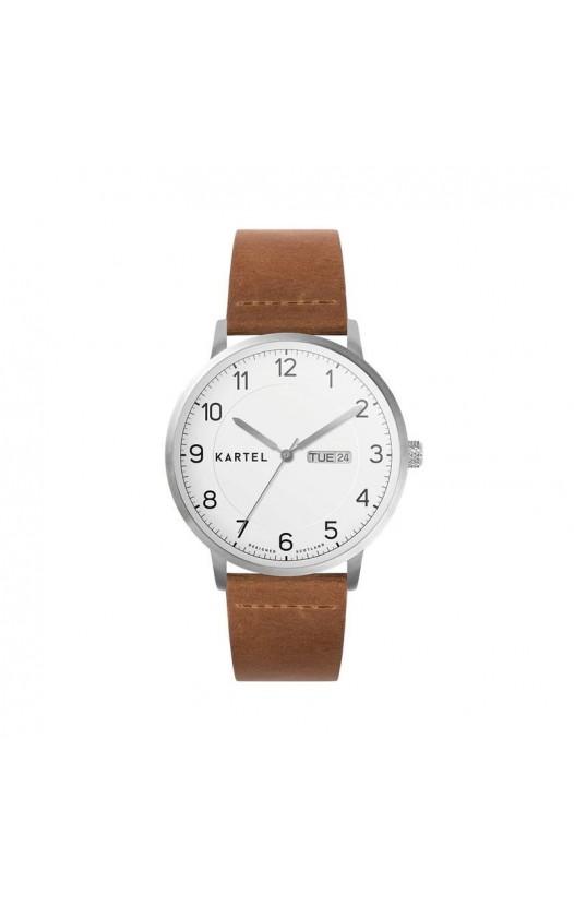MORRIS 40MM TAN LEATHER STRAP WATCH