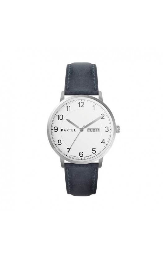 MORRIS 40MM BLUE LEATHER STRAP WATCH
