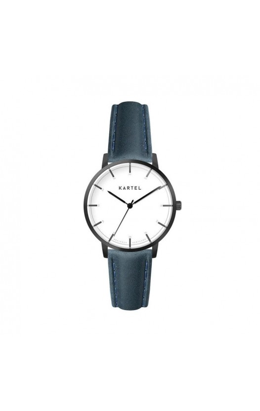 ISLA 34MM BLUE LEATHER STRAP WATCH
