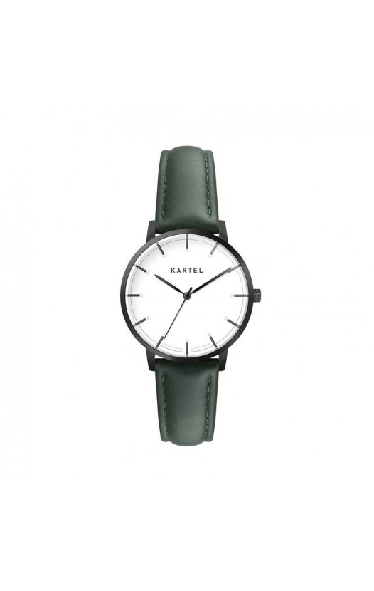 ISLA 34MM GREEN LEATHER STRAP WATCH