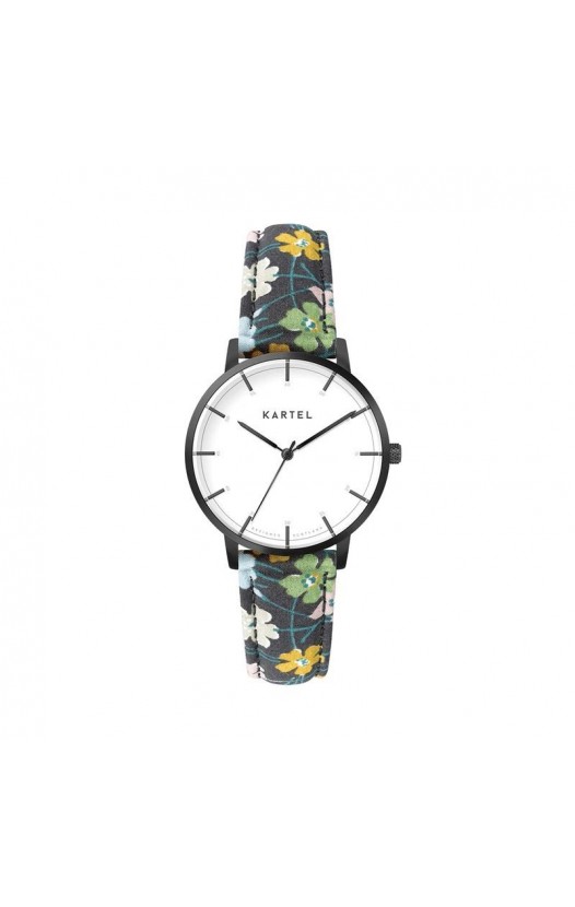 ISLA 34MM FLORAL FABRIC STRAP WATCH