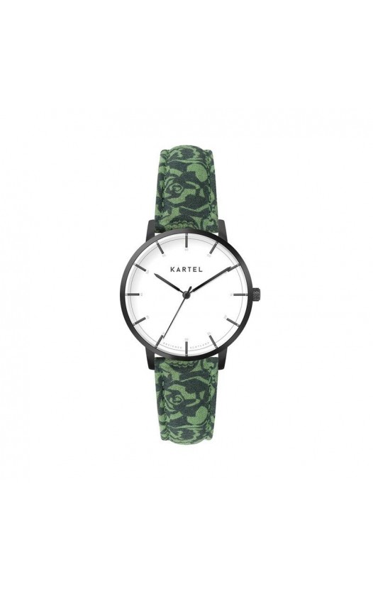ISLA 34MM GREEN FABRIC STRAP WATCH