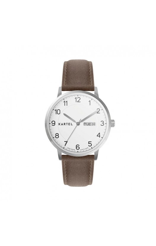 MORRIS 40MM BROWN LEATHER STRAP WATCH