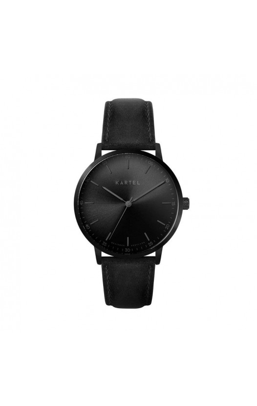 HUME 40MM BLACK LEATHER STRAP WATCH