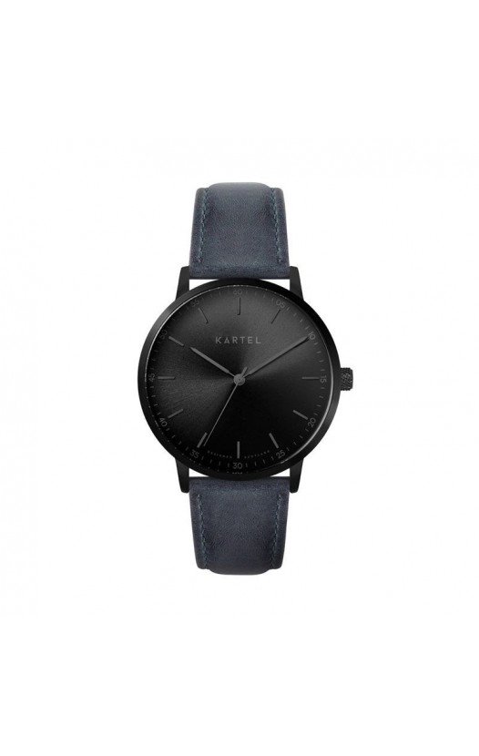 HUME 40MM BLUE LEATHER STRAP WATCH