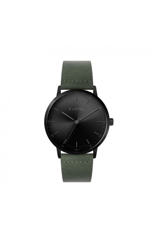 HUME 40MM GREEN LEATHER STRAP WATCH