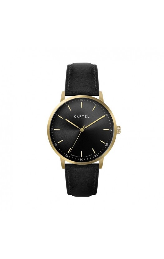 HUME 40MM BLACK LEATHER STRAP WATCH