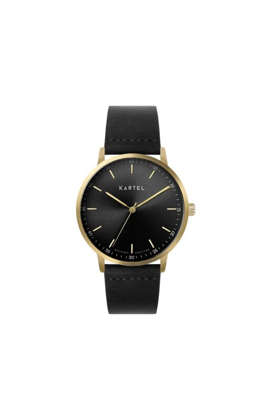 HUME 40MM BLACK LEATHER STRAP WATCH
