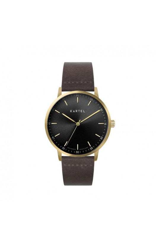 HUME 40MM BROWN LEATHER STRAP WATCH