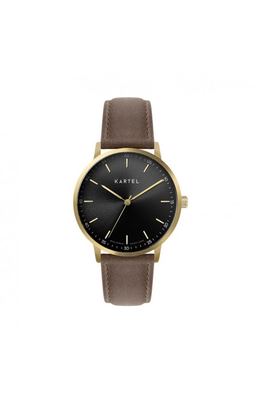 HUME 40MM BROWN LEATHER STRAP WATCH