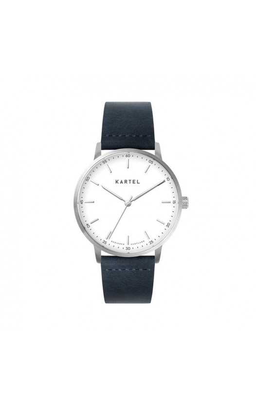 HUME 40MM BLUE LEATHER STRAP WATCH