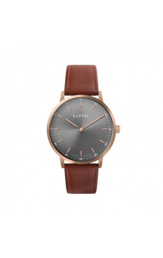 HUME 40MM MAROON LEATHER STRAP WATCH