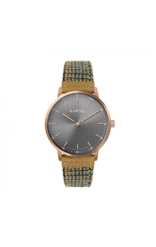 HUME 40MM BROWN FABRIC STRAP WATCH
