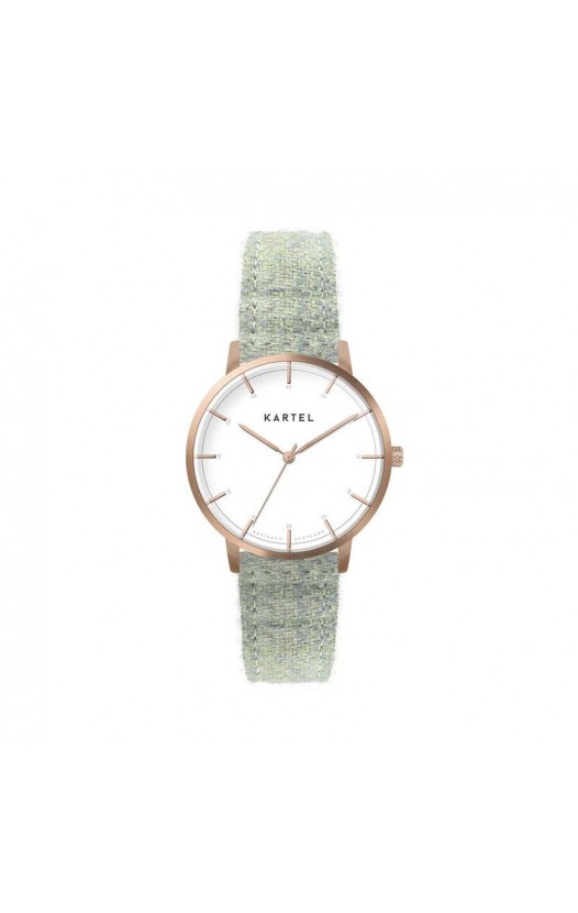 ISLA 34MM GREEN TWEED STRAP WATCH