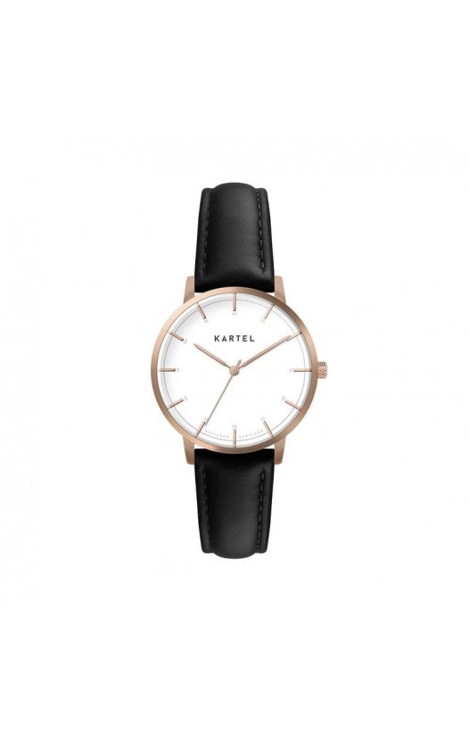 ISLA 34MM BLACK LEATHER STRAP WATCH