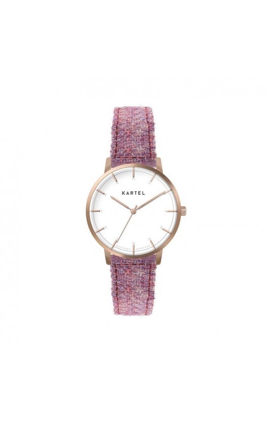 ISLA 34MM PINK TWEED LEATHER STRAP WATCH