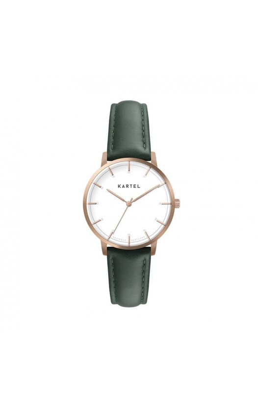 ISLA 34MM GREEN LEATHER STRAP WATCH