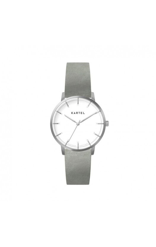 ISLA 34MM GREY LEATHER STRAP WATCH