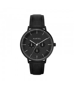 CUILLIN 43MM BLACK LEATHER STRAP WATCH