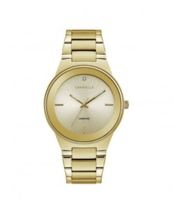 Caravelle by Bulova Mens 44D100 Gold-Tone Stainless Diamond Accent Bracelet Watch