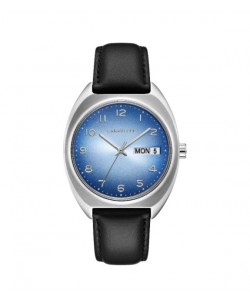Caravelle by Bulova Mens 43C119 Retro Stainless Blue Dial Black Leather Strap Watch