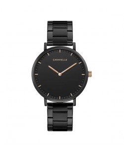 Caravelle by Bulova Mens 45A145 Black IP Stainless Bracelet Watch