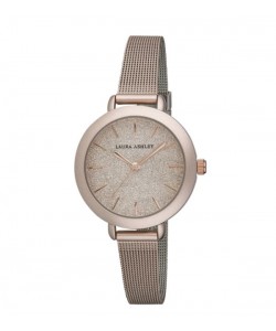 Laura Ashley Womens LA31069YG Glitz Sparkle Dial Spray Gold Mesh Band Watch