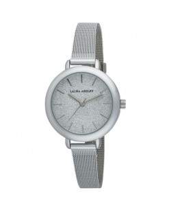 Laura Ashley Womens LA31069SS Glitz Sparkle Dial Spray Silver Mesh Band Watch